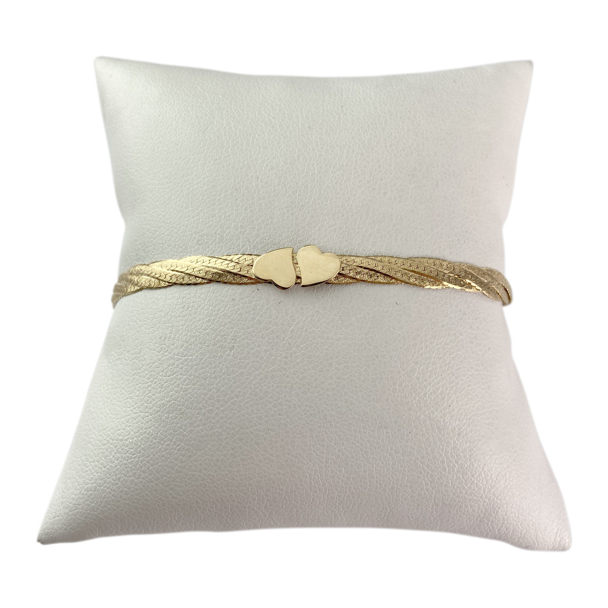 Bracelet d'occasion or 750 jaune 2 coeurs maille fantaisie