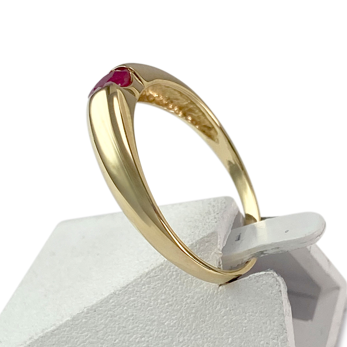 Tweedehands goud 750 gele robijn ring - bekijk 2