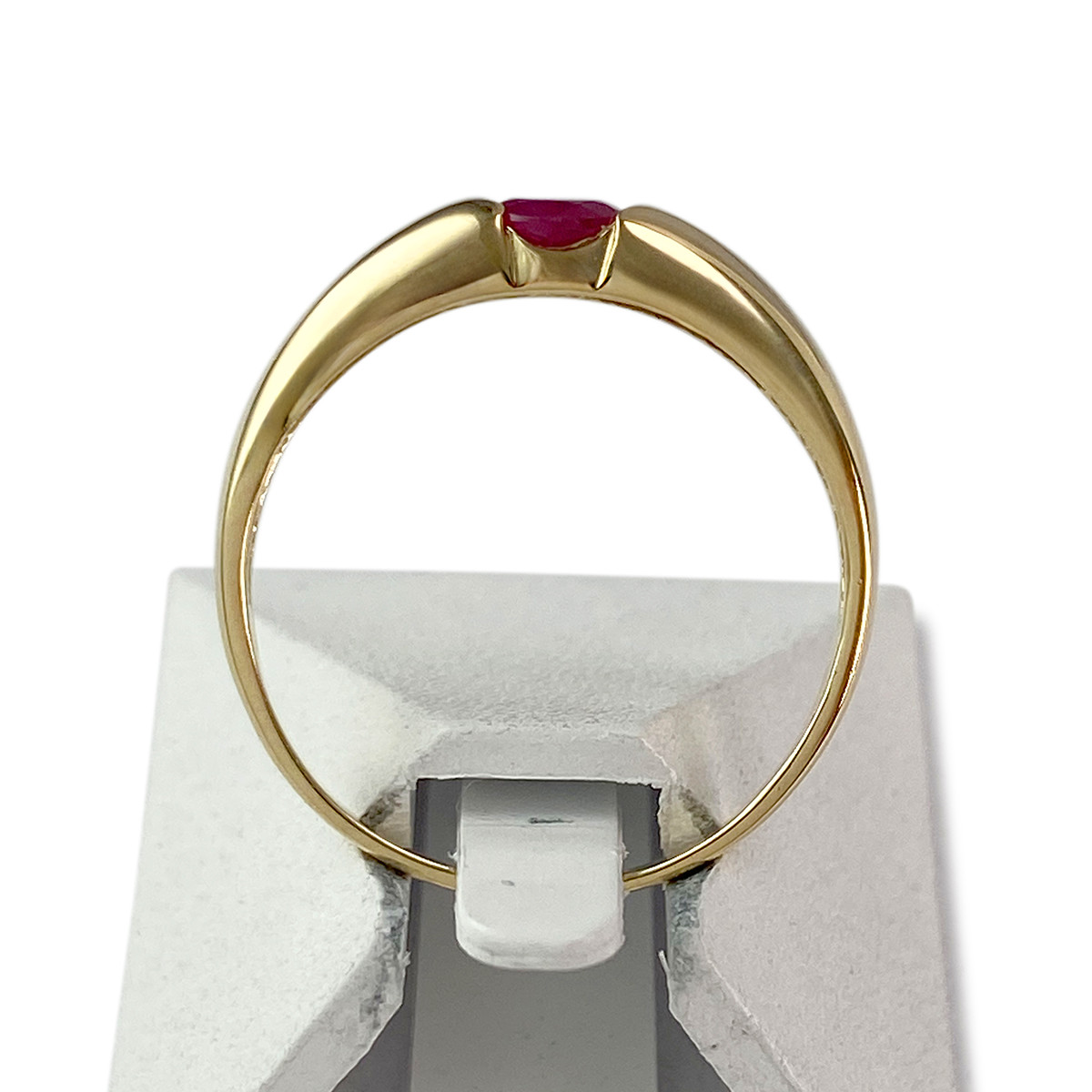 Tweedehands goud 750 gele robijn ring - bekijk 3