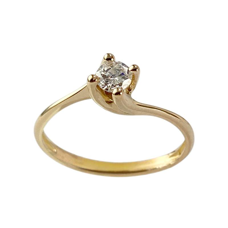 Solitaire d'occasion or 750 jaune diamant - vue 1