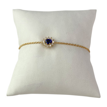 Bracelet d'occasion or 750 jaune maille forcat saphir diamant