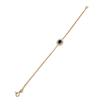 Bracelet d'occasion or 750 jaune maille forcat saphir diamant