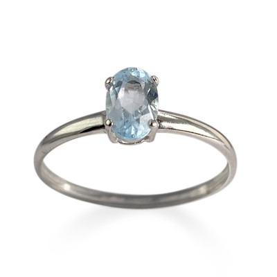 Tweedehands ring van 750 witgoud met topaas, sky blue-behandeling - afbeelding 1