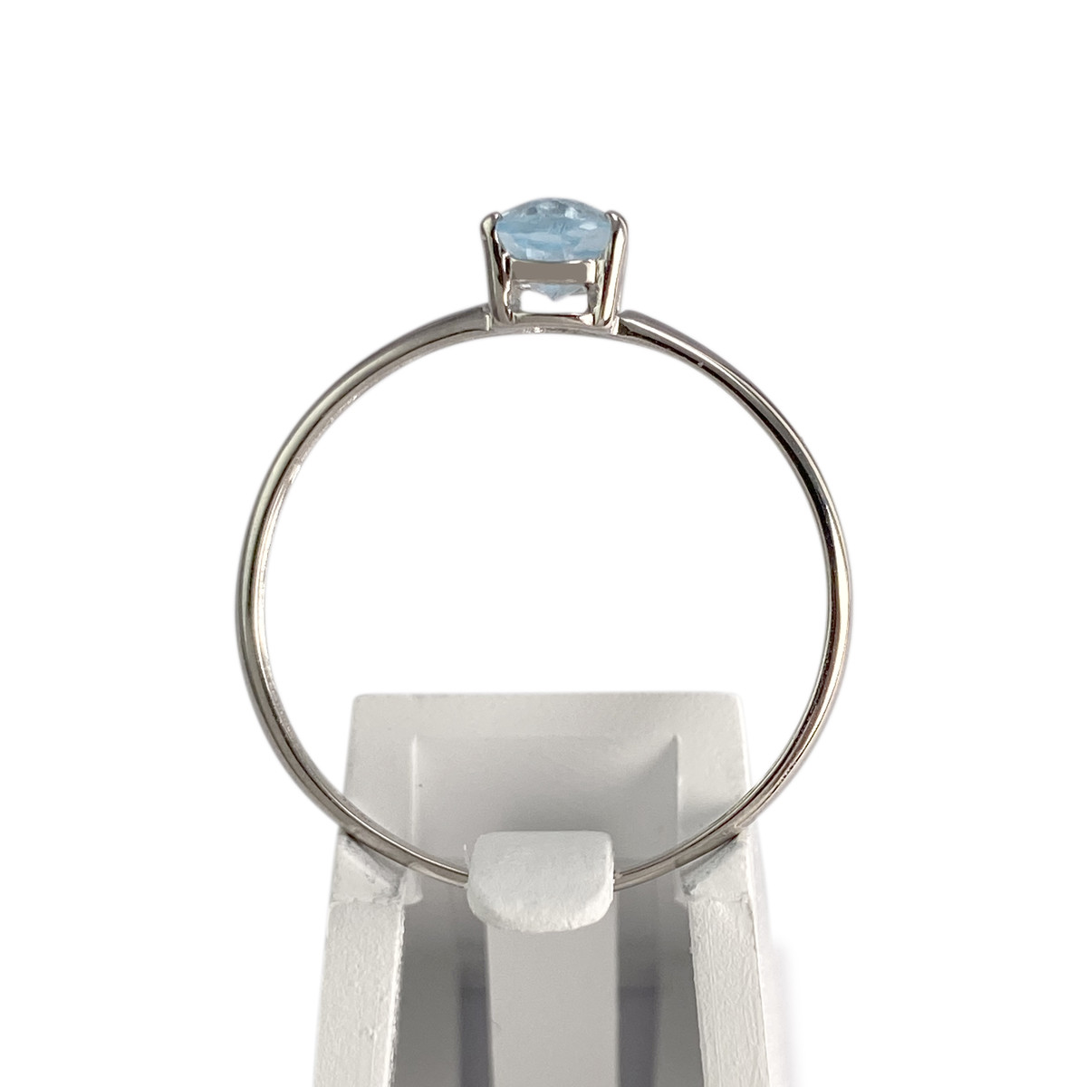 Bague d'occasion or 750 blanc topaze traitée sky blue - vue 3