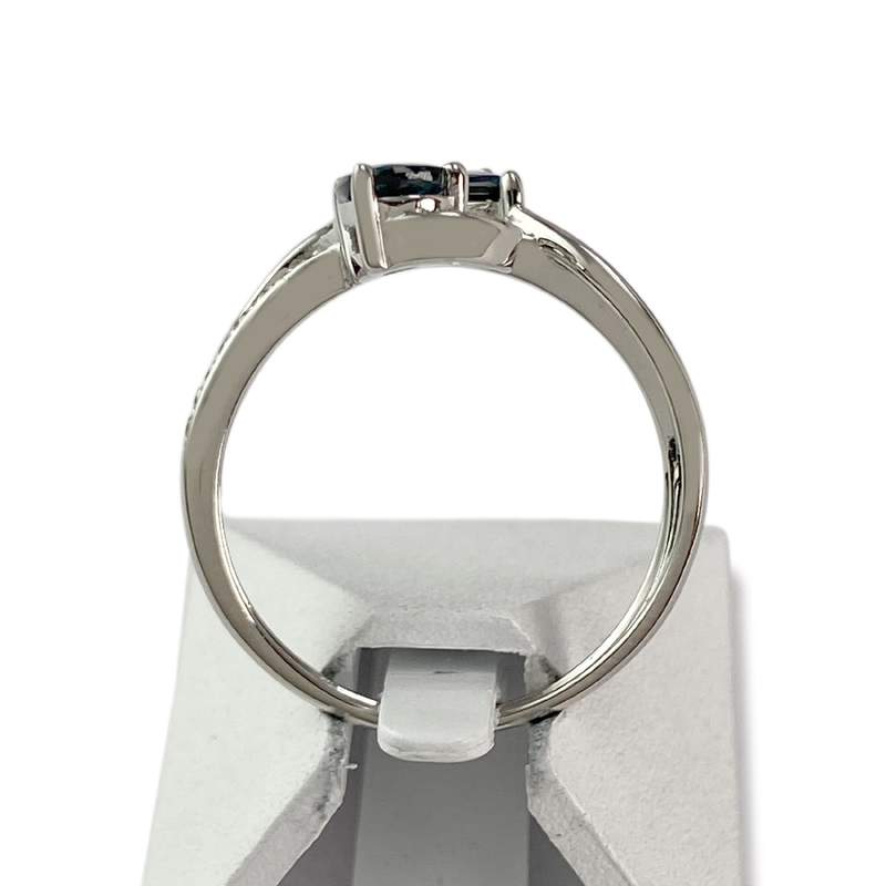 Bague d'occasion or 750 blanc saphir diamant - vue 3