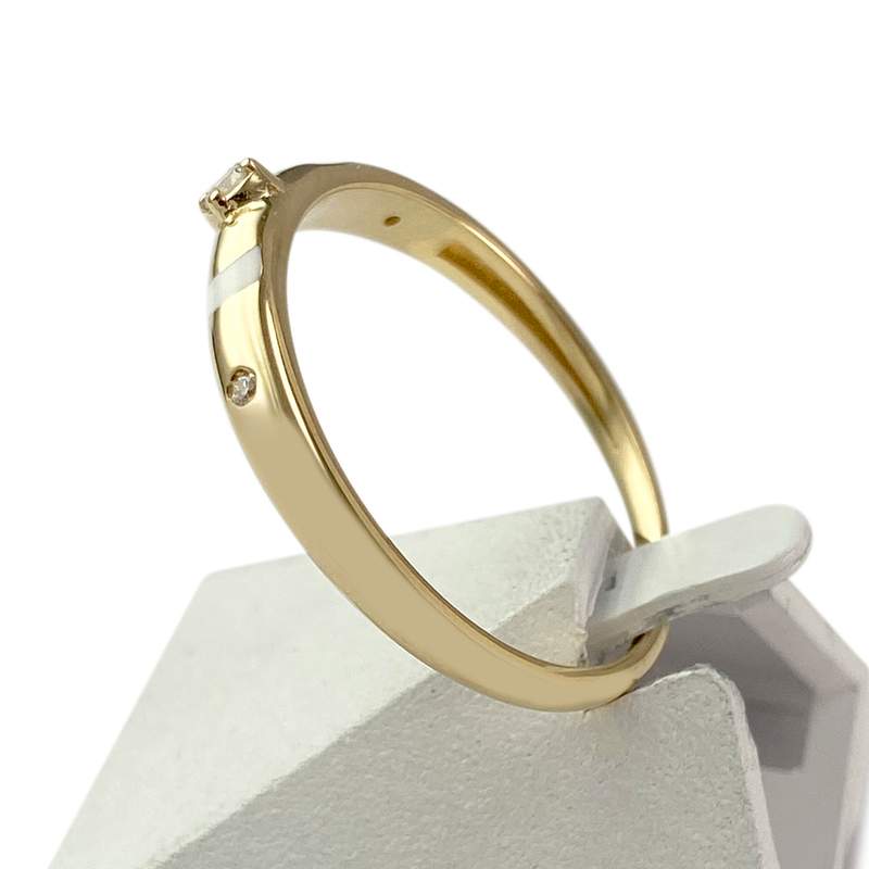 Bague d'occasion or 750 jaune diamant synthetique - vue 2