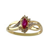 Bague d'occasion or 750 jaune rubis diamant - vue V1