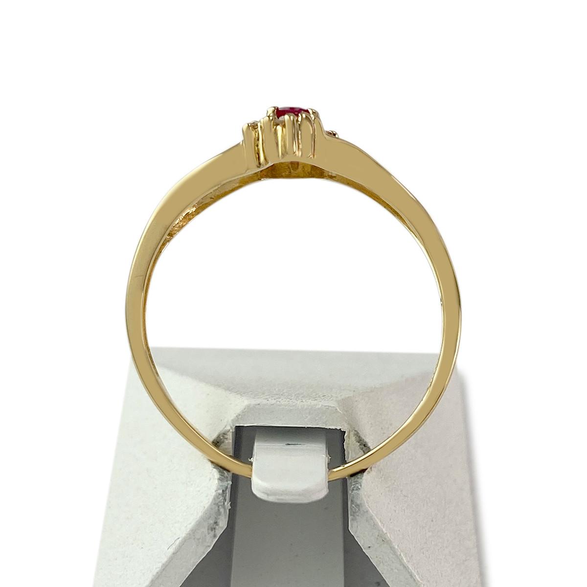Bague d'occasion or 750 jaune rubis diamant - vue 3