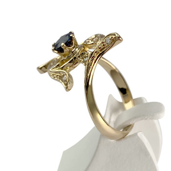 Bague d'occasion or 750 jaune saphir diamant