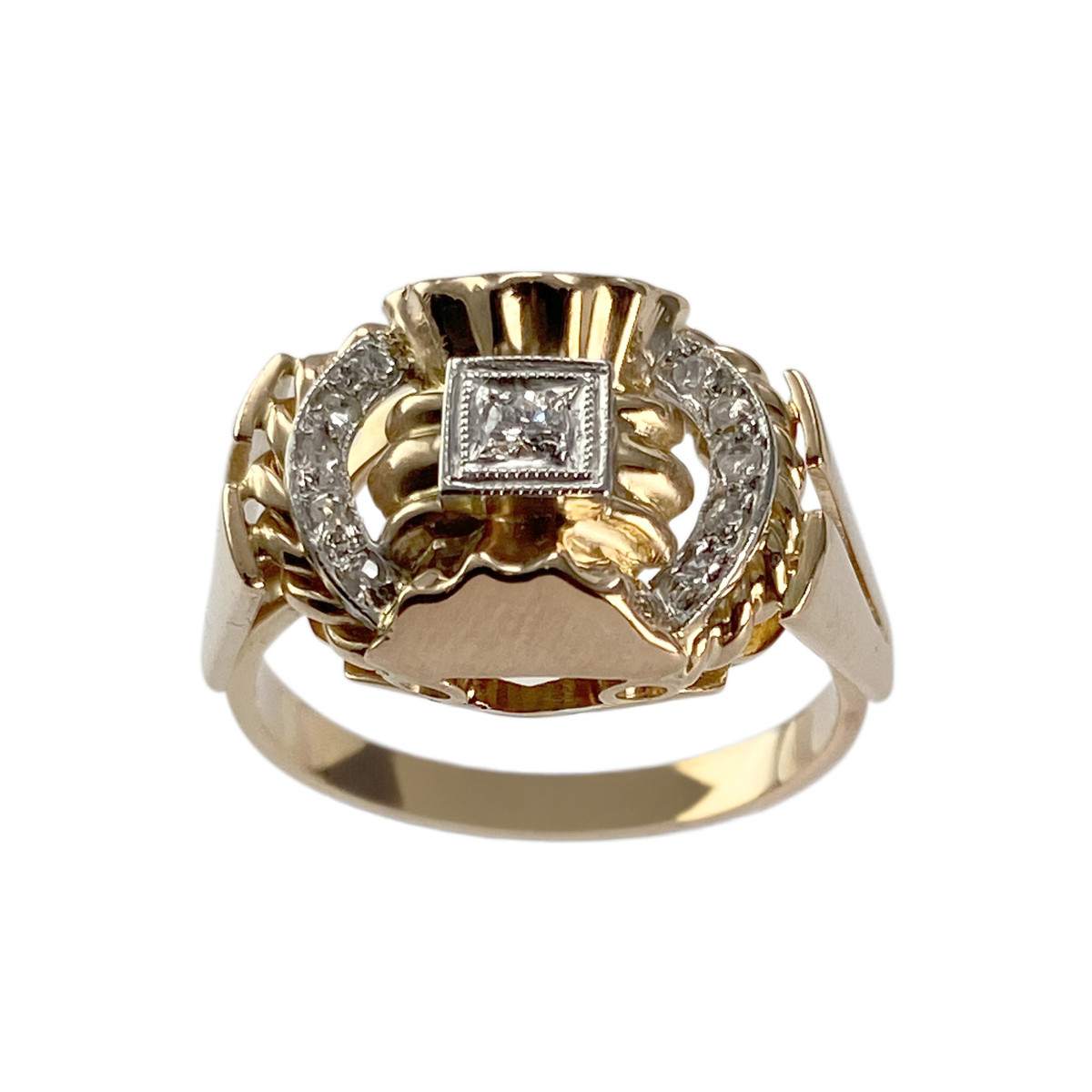 Bague d'occasion or 750 2 tons diamant diamant