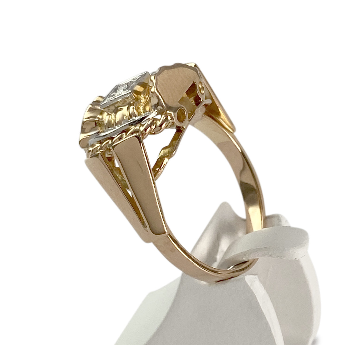 Bague d'occasion or 750 2 tons diamant diamant - vue 2