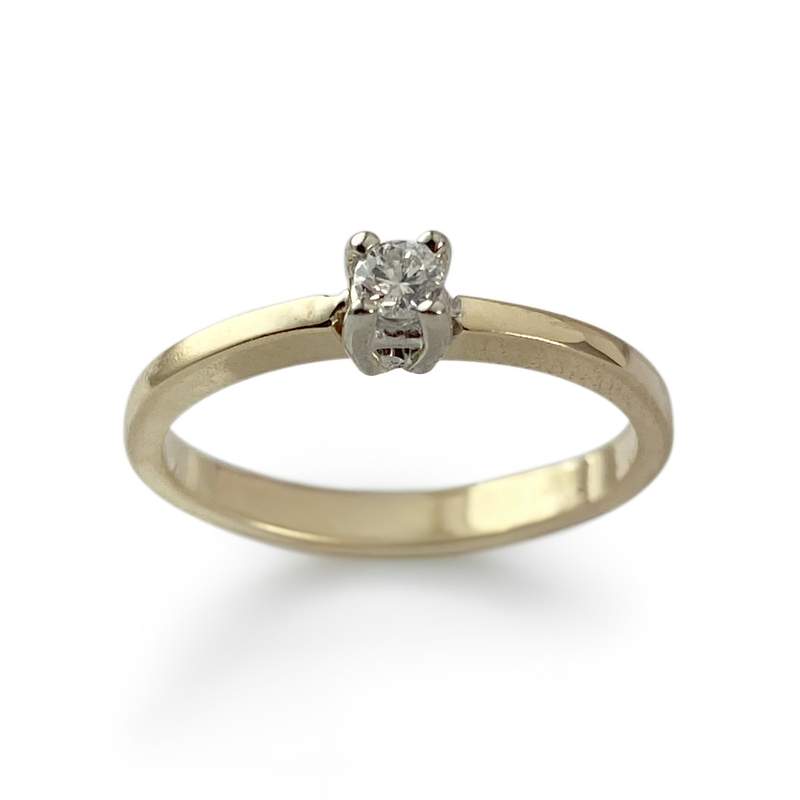 Solitaire d'occasion or 750 jaune diamant - vue 1