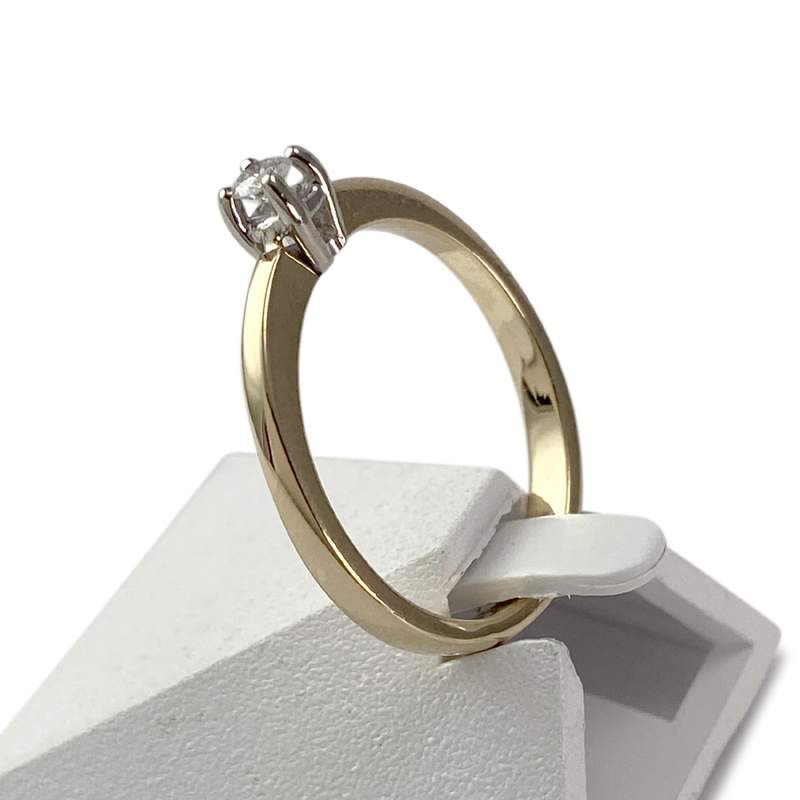 Solitaire d'occasion or 750 jaune diamant - vue 2