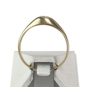 Tweedehands gouden ring 750 gele zirkonia