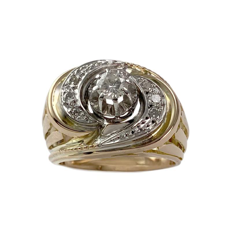 Bague d'occasion or 750 jaune et platine diamant - vue 1