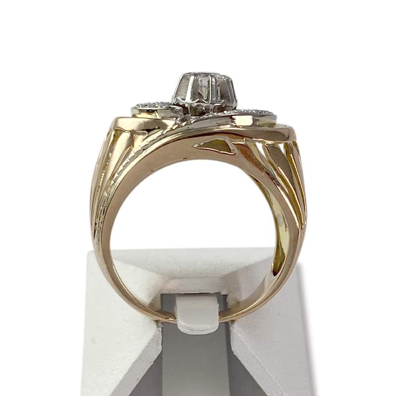 Bague d'occasion or 750 jaune et platine diamant - vue 3