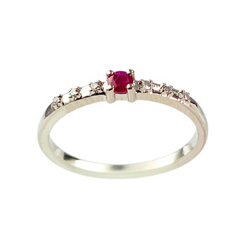 Bague MAUBOUSSIN d'occasion or 750 blanc rubis diamant