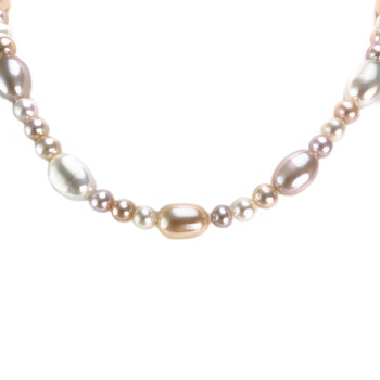 Collier d'occasion or 750 jaune maille perles perle de culture de chine