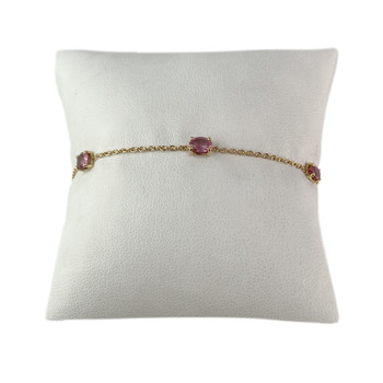 Bracelet d'occasion or 750 jaune maille forcat tourmaline rose