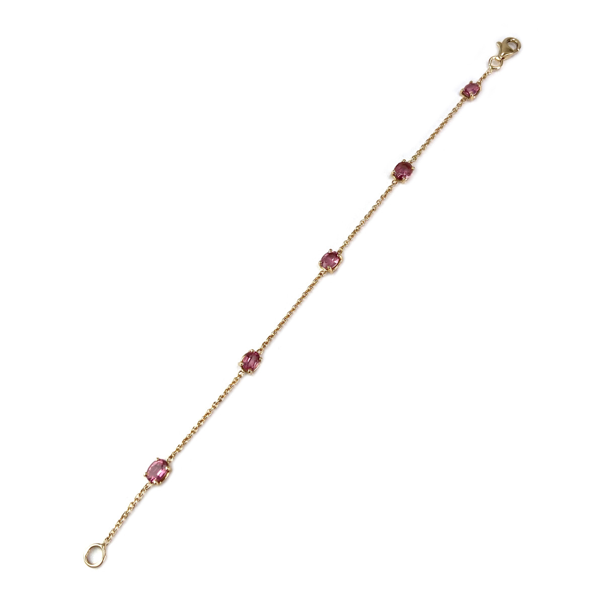 Bracelet d'occasion or 750 jaune maille forcat tourmaline rose - vue 2