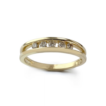 Tweedehands gouden 750 gele diamanten ring