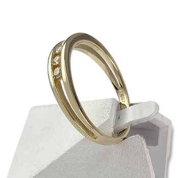 Tweedehands gouden 750 gele diamanten ring