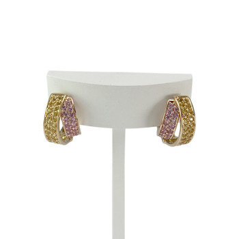 Créoles d'occasion or 750 jaune saphir jaune saphir rose