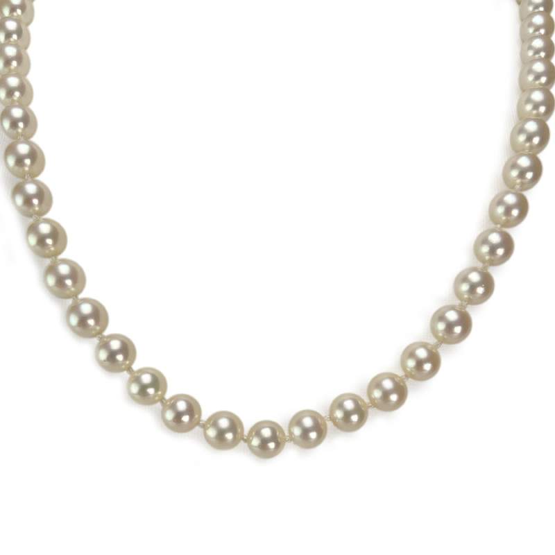 Collier d'occasion en or jaune 750, perles de culture du japon, 49 cm - vue 1