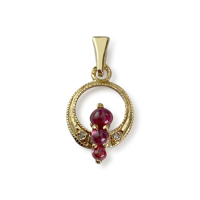 Pendentif d'occasion or 750 jaune rubis diamant