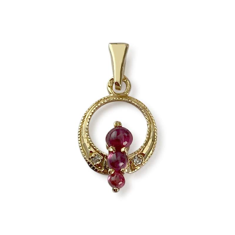 Pendentif d'occasion or 750 jaune rubis diamant - vue 1
