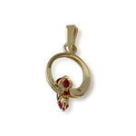 Pendentif d'occasion or 750 jaune rubis diamant - vue 2