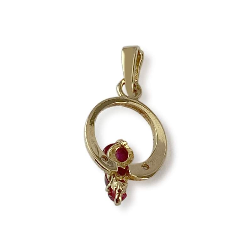 Pendentif d'occasion or 750 jaune rubis diamant - vue 2