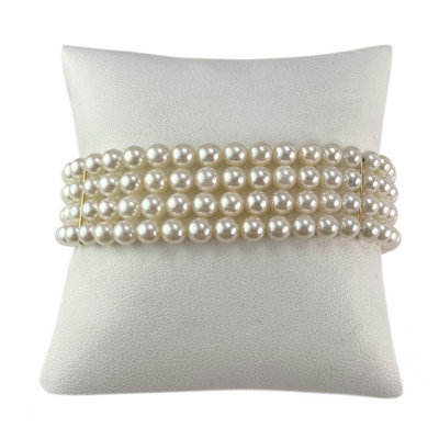 Bracelet d'occasion or 750 jaune maille perles perle de culture du japon - vue 1