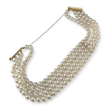 Bracelet d'occasion or 750 jaune maille perles perle de culture du japon