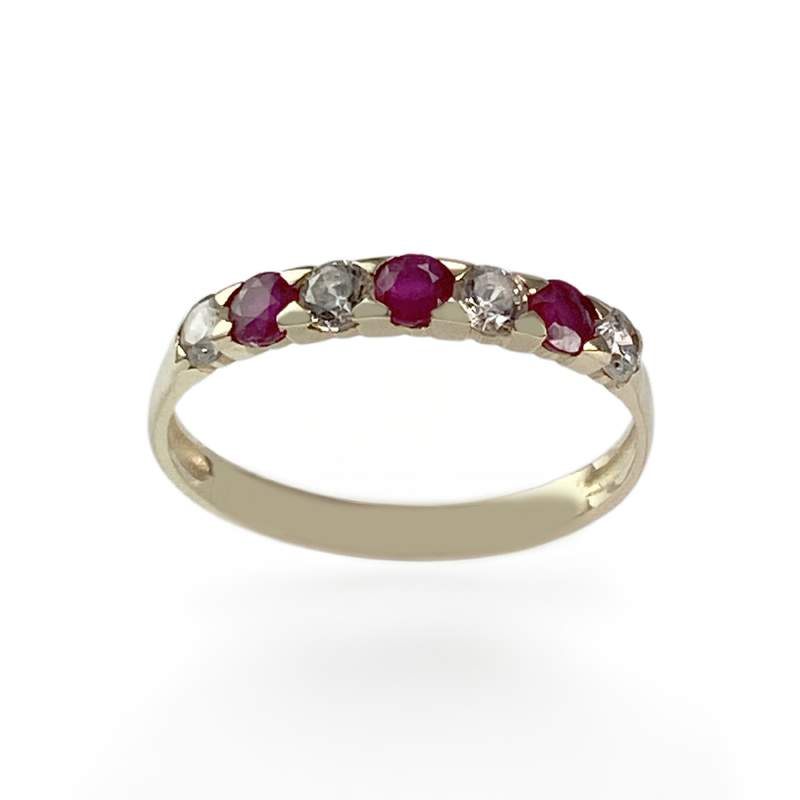 Bague d'occasion or 375 jaune zirconias rubis - vue 1
