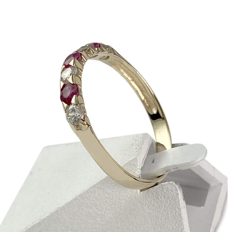 Bague d'occasion or 375 jaune zirconias rubis - vue 2