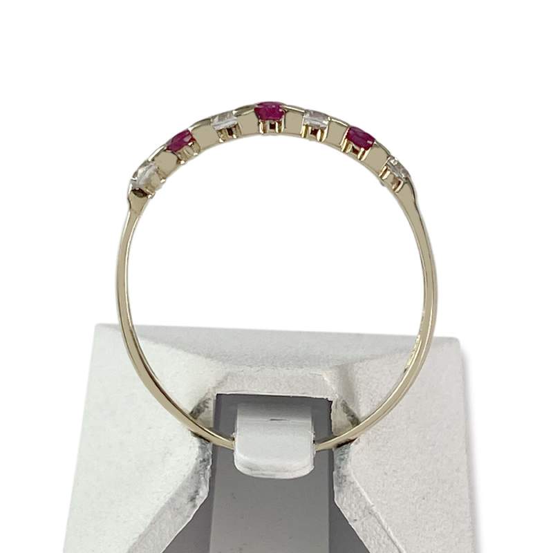 Bague d'occasion or 375 jaune zirconias rubis - vue 3