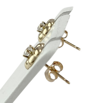 Boucles d'oreilles d'occasion or 750 jaune fleur zirconias