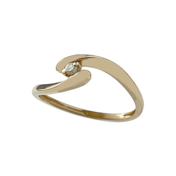 Tweedehands gouden 750 gele diamanten ring