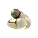 Bague d'occasion or 750 jaune perle de Tahiti et perle de culture blanche - vue 1