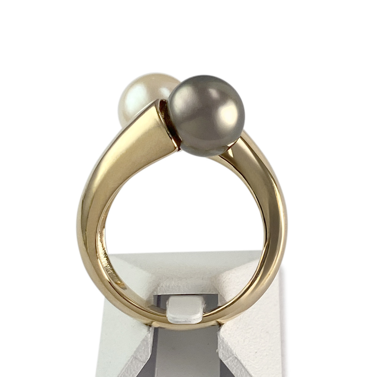 Bague d'occasion or 750 jaune perle de Tahiti et perle de culture blanche - vue 3