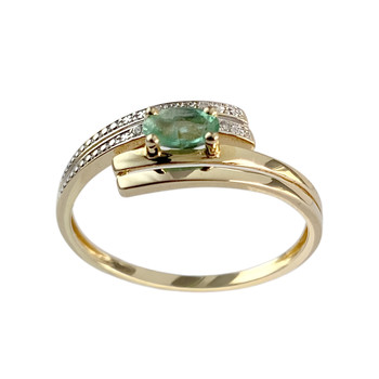 Bague d'occasion or 375 2 tons emeraude diamant