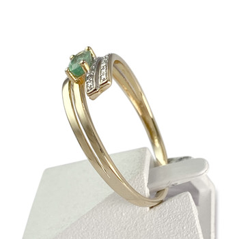 Bague d'occasion or 375 2 tons emeraude diamant