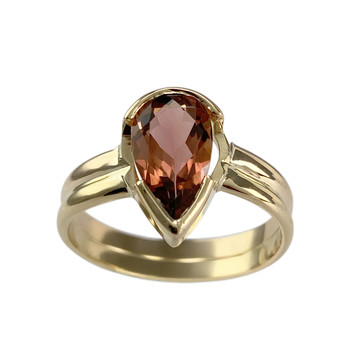 Bague d'occasion or 750 jaune tourmaline orangée