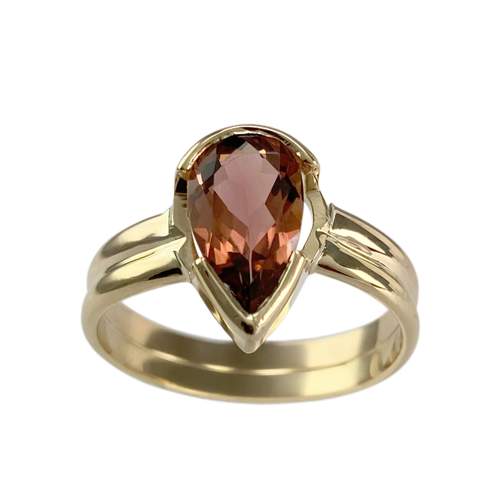Bague d'occasion or 750 jaune tourmaline orangée