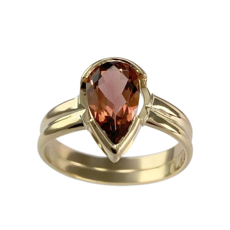 Bague d'occasion or 750 jaune tourmaline orangée - vue 1