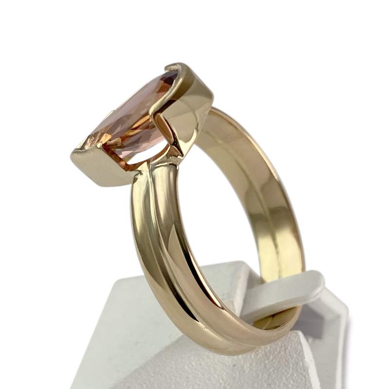 Bague d'occasion or 750 jaune tourmaline orangée - vue 2
