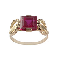 Bague d'occasion or 750 jaune rubis synthétique