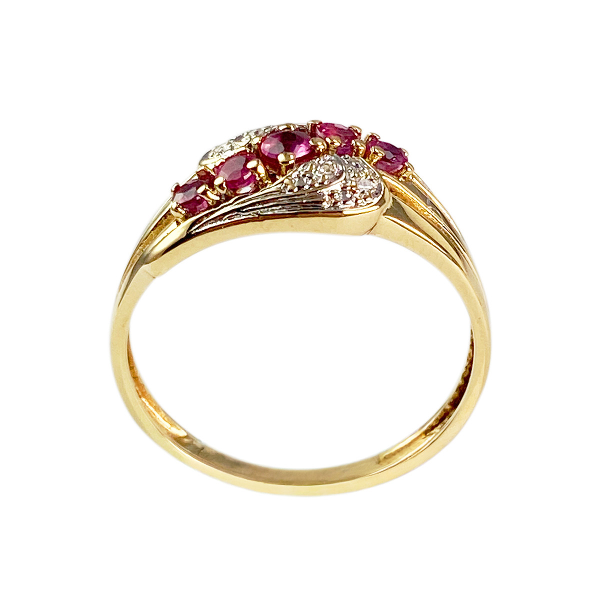 Bague d'occasion or 750 jaune diamant rubis