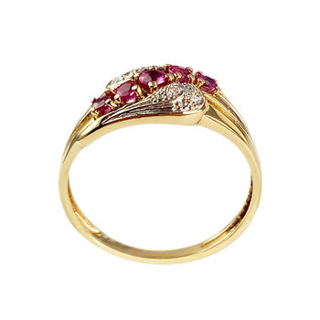 Bague d'occasion or 750 jaune diamant rubis